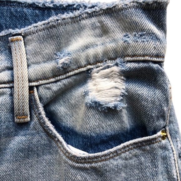 Frame Denim Skirt Le Mini Frayed Waist Raw Hem Size 27 - Picture 7 of 13